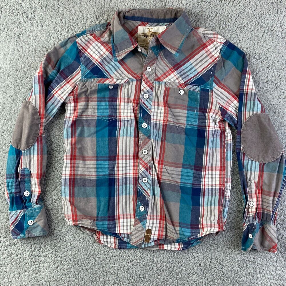 Epic Threads Girls Sz 6 Button Up Shirt Top Long Sleeve Plaid Front Pocket